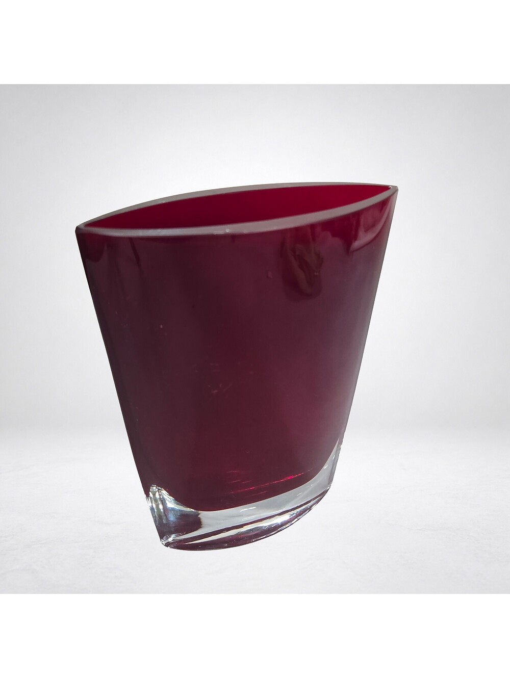 LSA International Red Art Glass Pocket Vase, Poland, 6in